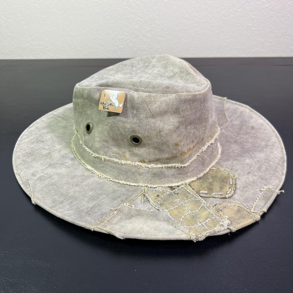 The Real Deal Brazil Hat Boonie Fitted Mens Medium Beige Patchwork Wide Brim
